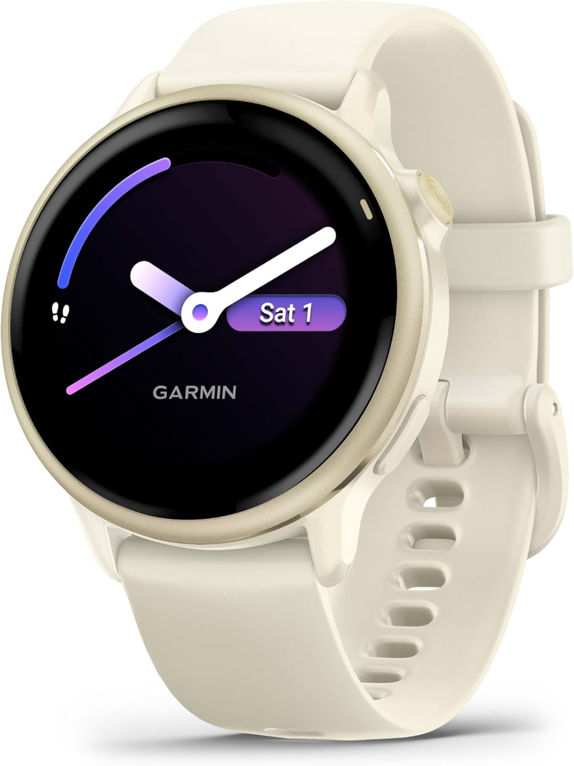 Garmin vivoactive 6 GPS Round Smartwatch 42mm AMOLED Lunar Gold Bone Band