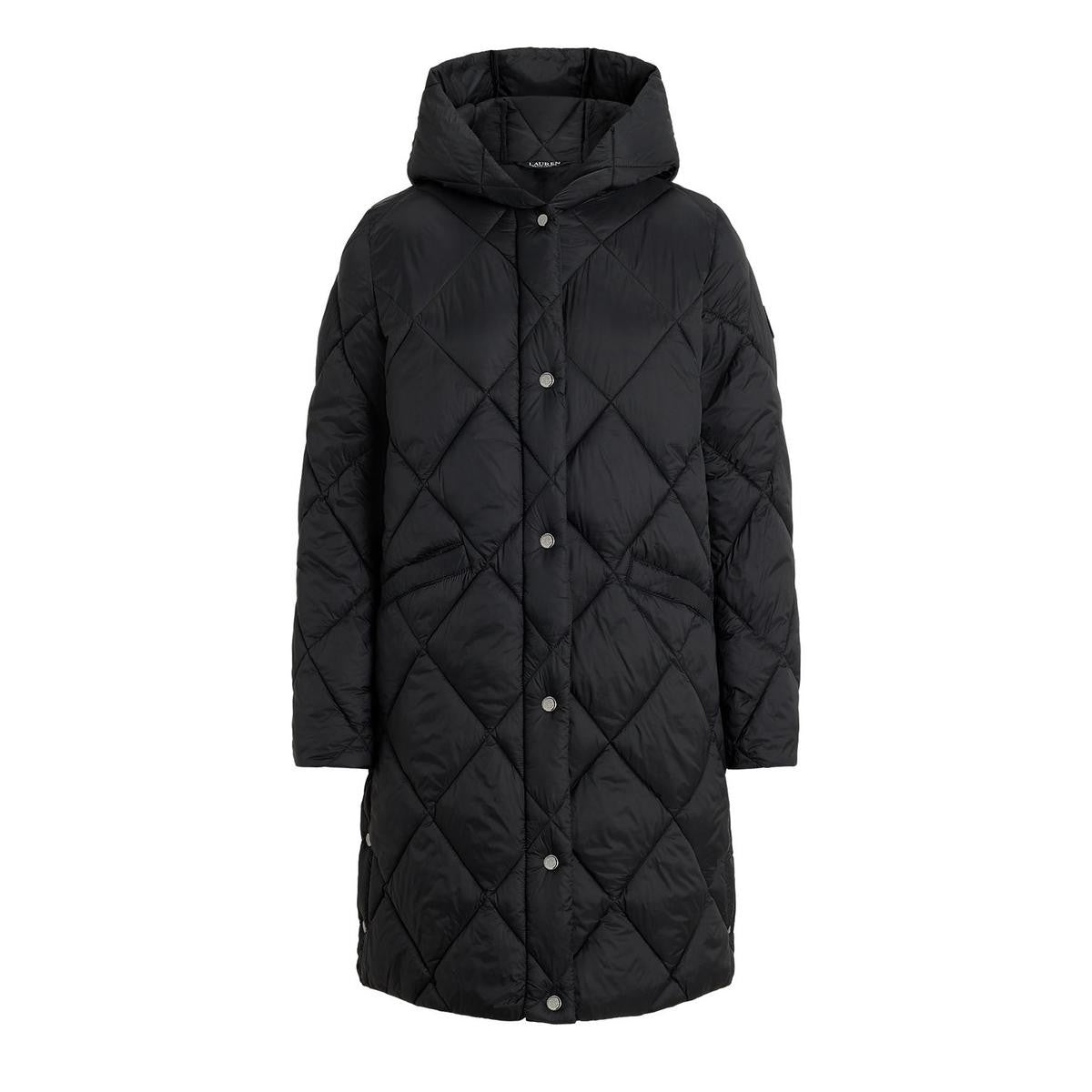 Ralph Lauren Women's Hooded Diamond Quilted Puffer Jacket Coat - Black - M
