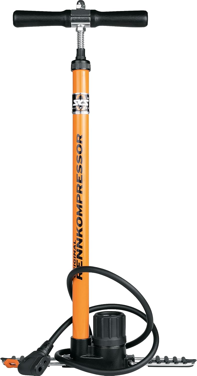 SKS Rennkompressor 10063 High Pressure Steel Floor Pump With MV Head Orange