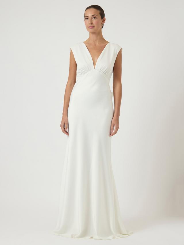 YAS Dottea Bow Back Maxi Sleeveless Sheath Wedding Dress - White - UK 12