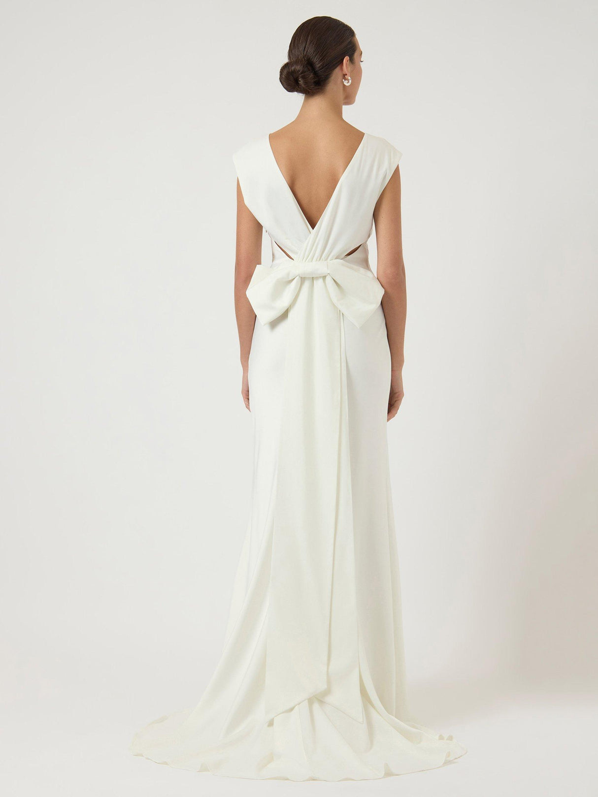 YAS Dottea Bow Back Maxi Sleeveless Sheath Wedding Dress - White - UK 12