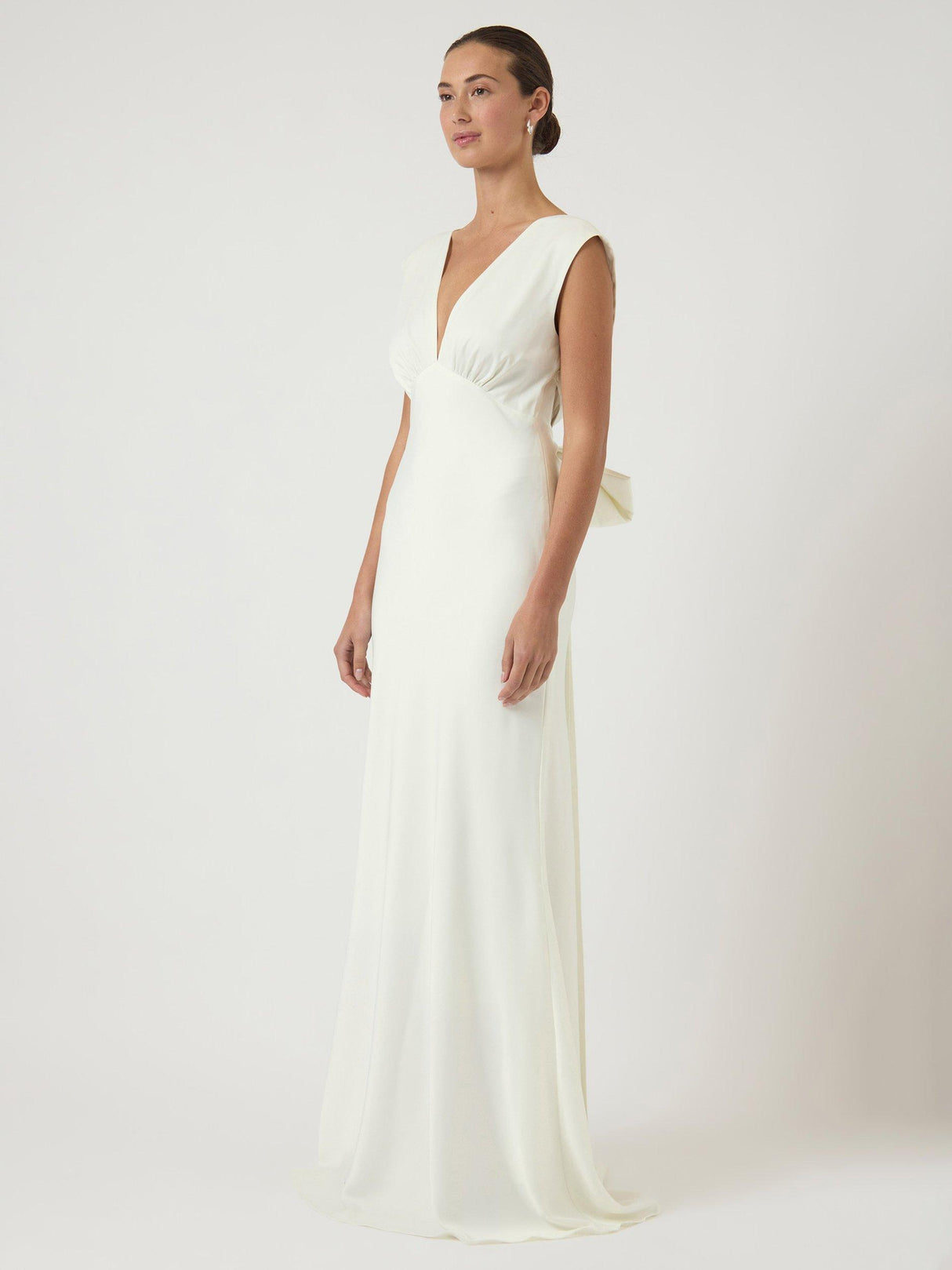YAS Dottea Bow Back Maxi Sleeveless Sheath Wedding Dress - White - UK 12