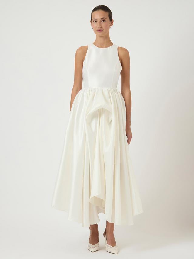 YAS Ellina Ruffle Sleeveless Asymmetrical A-Line Wedding Dress - White UK 8