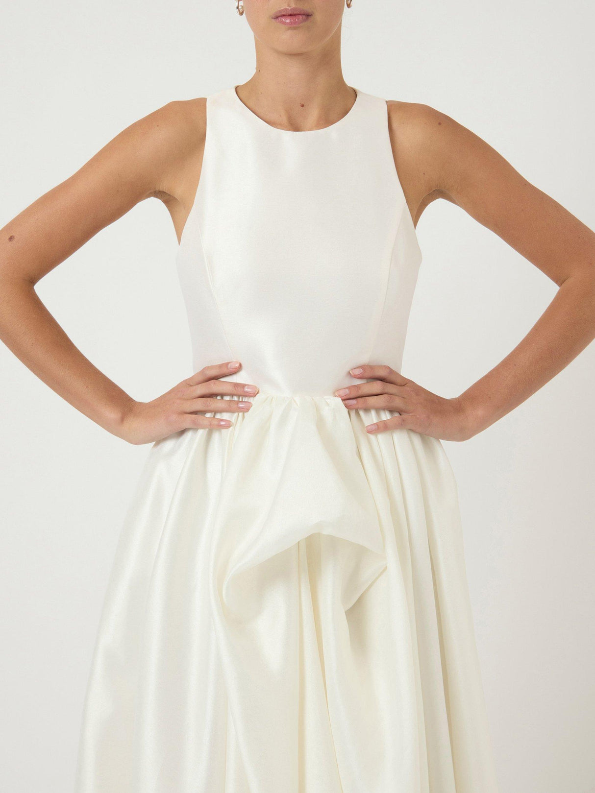 YAS Ellina Ruffle Sleeveless Asymmetrical A-Line Wedding Dress - White UK 8