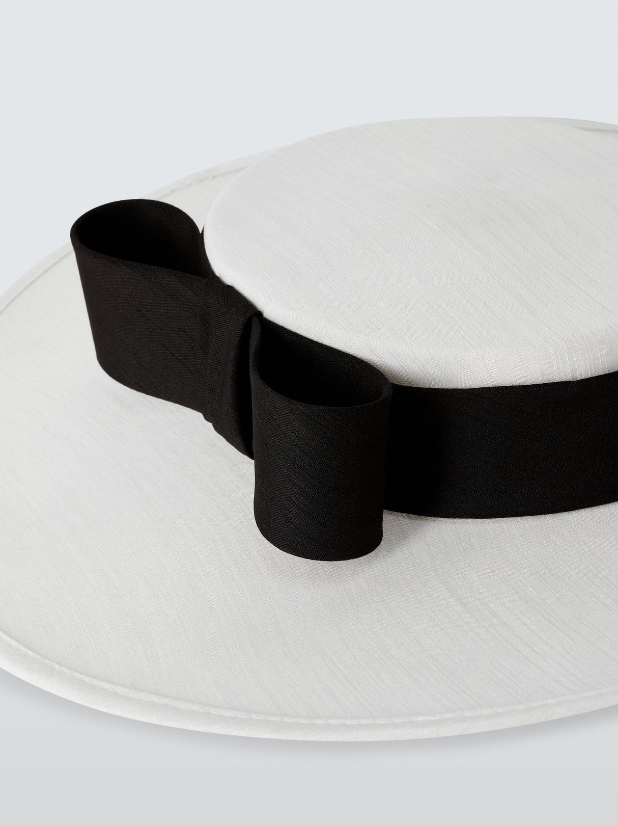 John Lewis Marina Boater Bow Race Day Wedding Occation Hat - Ivory/Black
