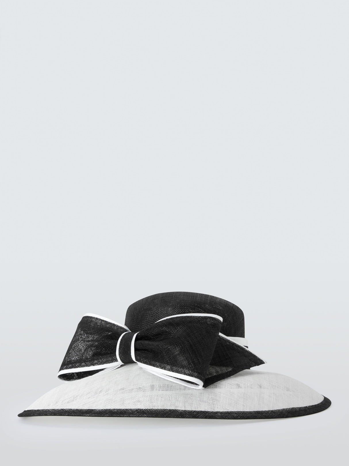 John Lewis Betty Wedding Asymmetric Woven Downturn Brim Bow Hat White/Black