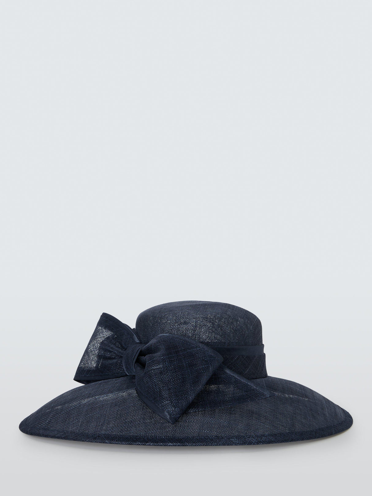 John Lewis Betty Woven East West Downturn Brim Bow Wedding Occasion Hat Navy