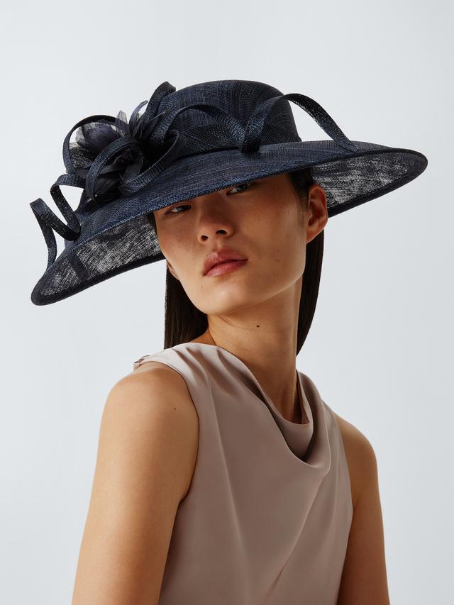 John Lewis Heather Wide Brim Floral Women’s Occasion Hat - Navy - One Size