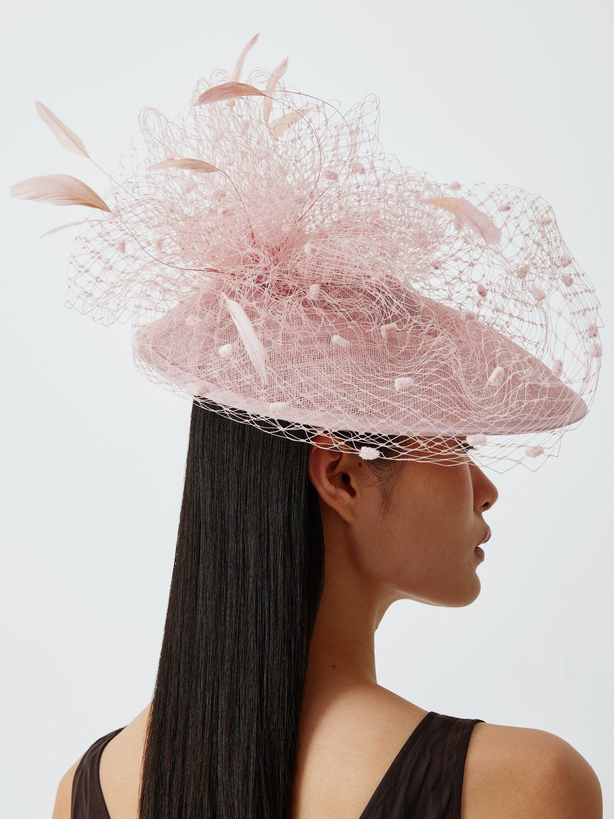Snoxells Sabrina Feather Medium Disc Wedding Race Day Fascinator Light Pink