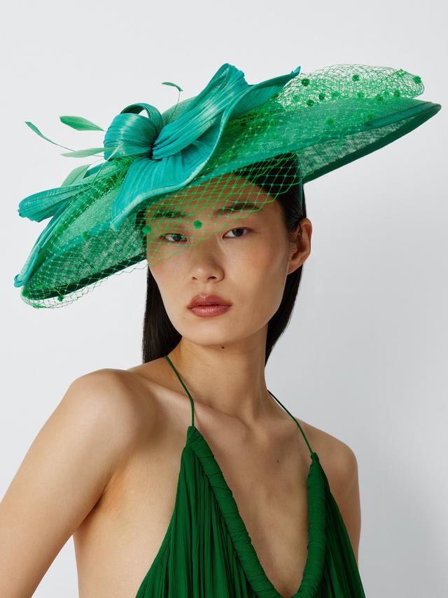 Snoxells Sadie Large Plain Disc Fascinator Formal Women's Hat with Bow Green