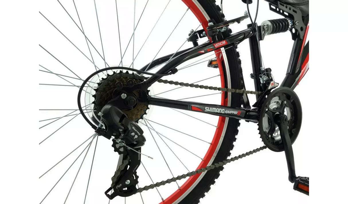 Boss Venom Full Suspension Mountain Bike 26" Wheels - 18" Frame - Black/Red
