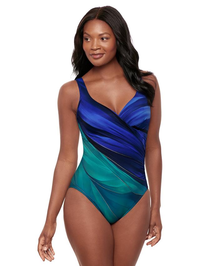 Miraclesuit Body Sculpting Maldiva Print Swimsuit - Blue/Multicoloured UK 14
