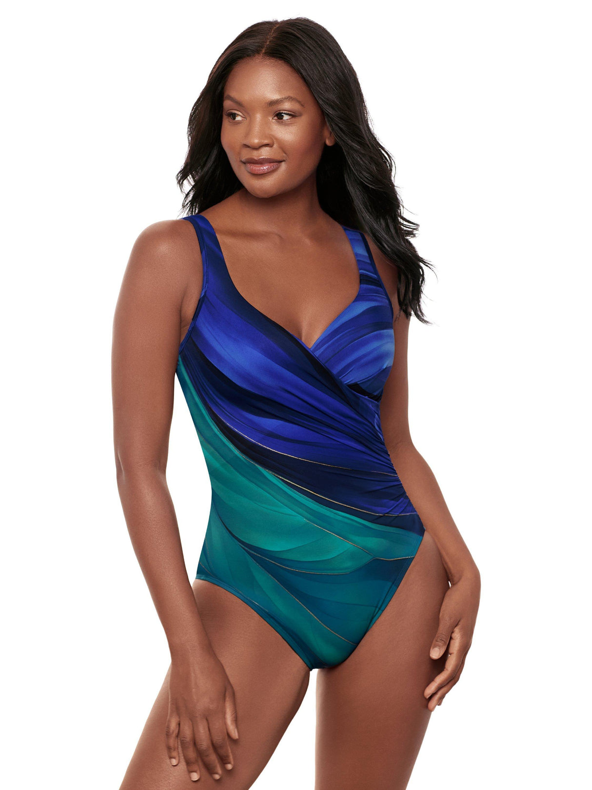 Miraclesuit Body Sculpting Maldiva Print Swimsuit - Blue/Multicoloured UK 14