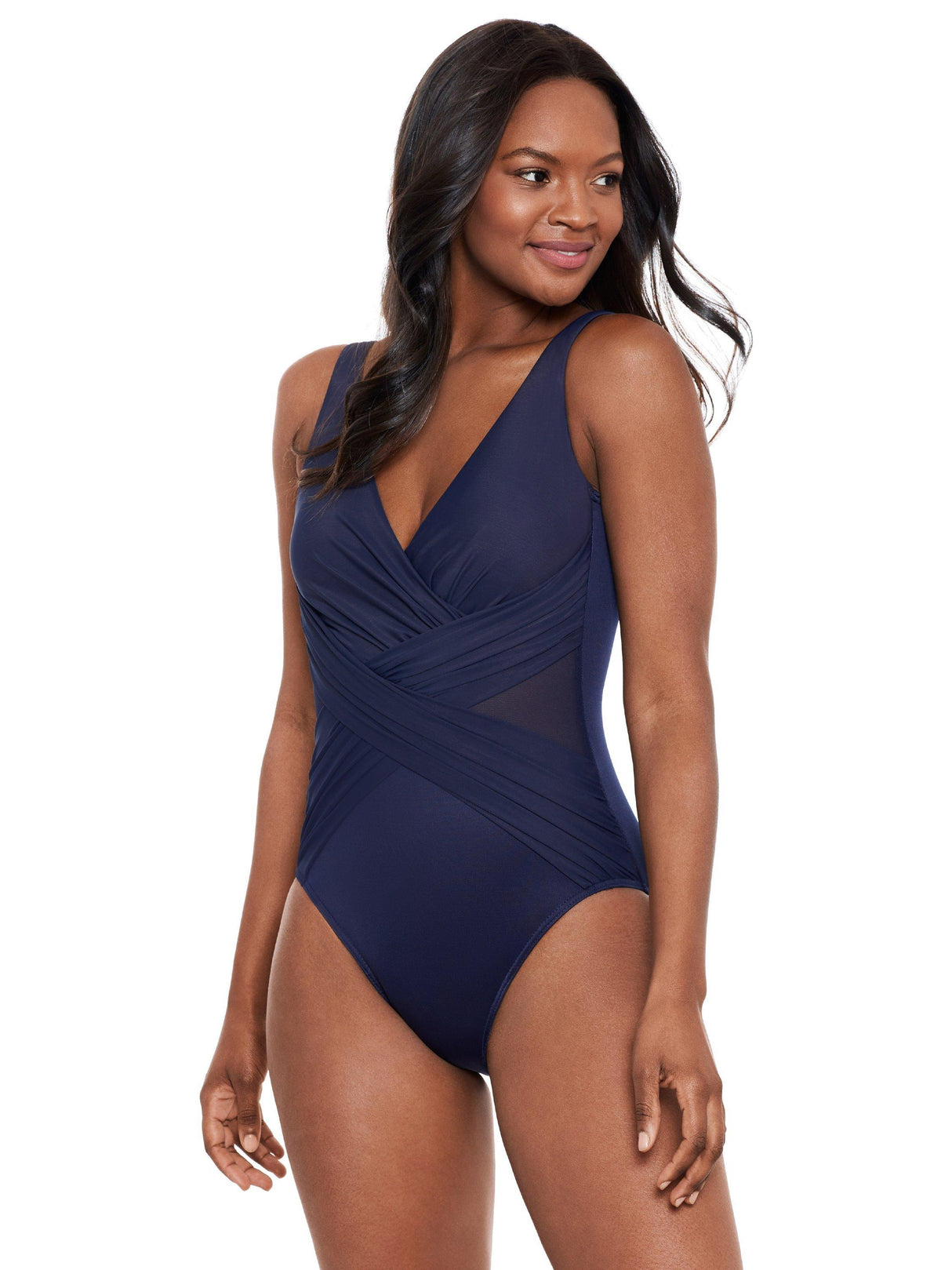 Miraclesuit Illusionists Crossover with Mesh Swimsuit - Midnight - UK 10