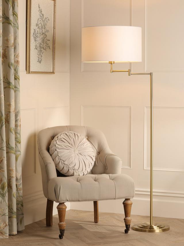 Laura Ashley Marlowe Adjustable Swing Arm Deco Floor Lamp - Antique Brass A