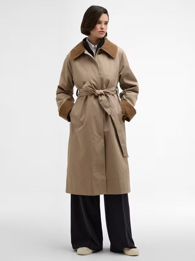 Barbour Women's Reagan Showerproof Longline Trench Coat - Beige - UK 14