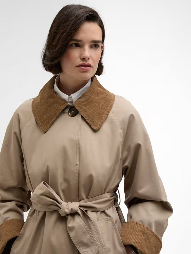 Barbour Women's Reagan Showerproof Longline Trench Coat - Beige - UK 14