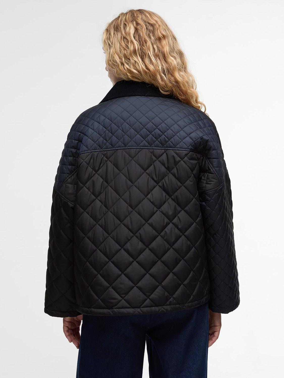 Barbour Danby Quilted Jacket Straight Cut Long Sleeve - Navy/Black - Size 8