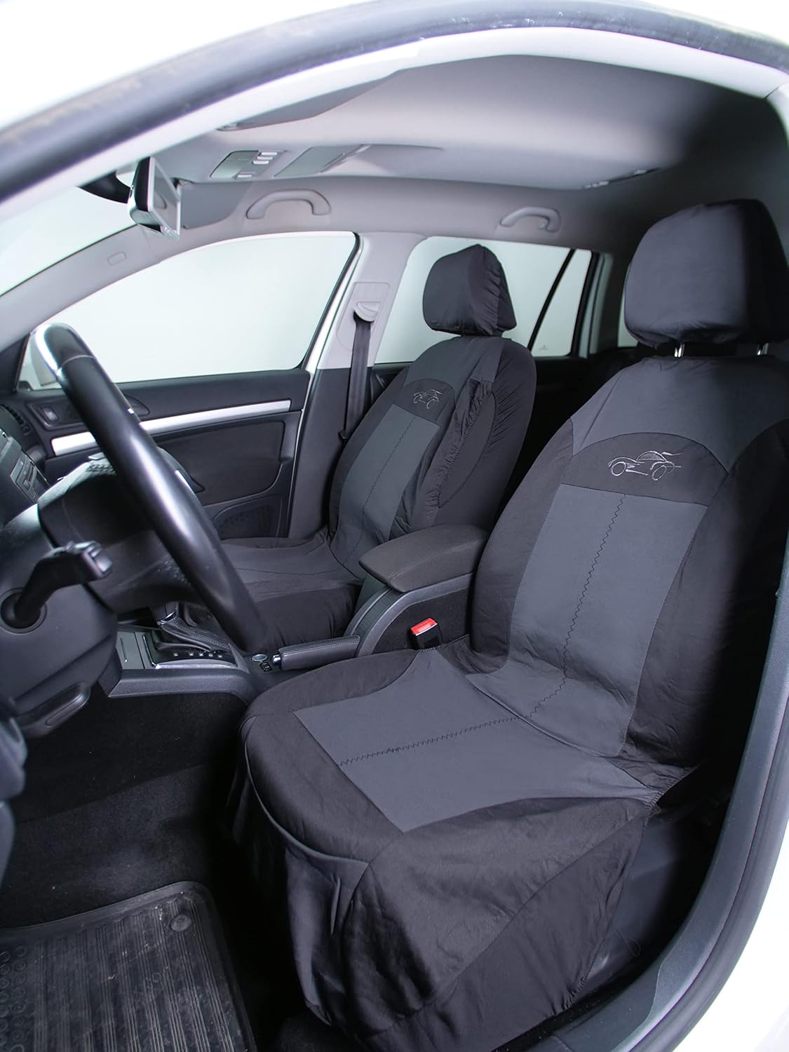 Cosmos 14002 Front and Rear Universal Fit Car Seat Cover - Grey/Black