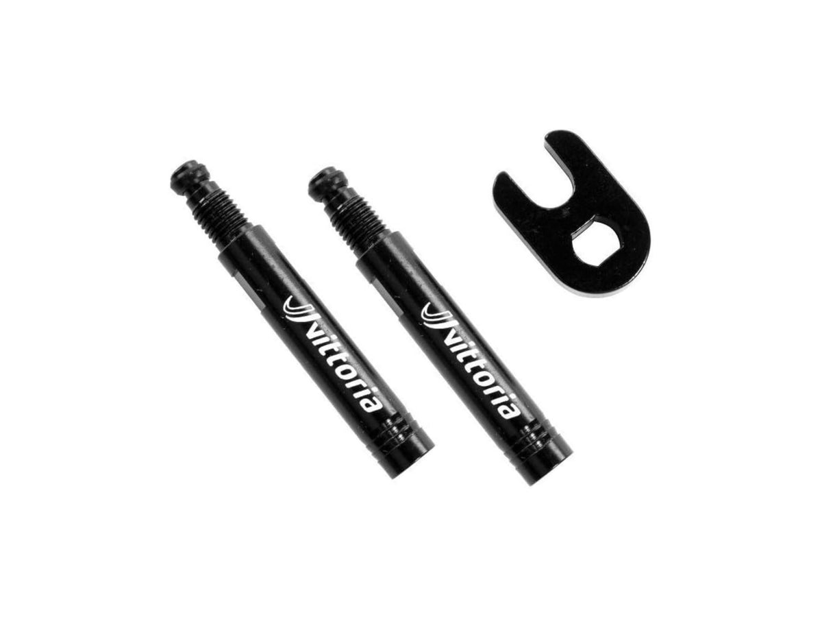 Vittoria 60mm Reusable Bicycle (2) Pair Alloy Presta Valve Extensions Black