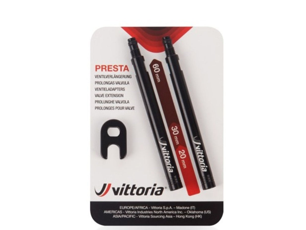 Vittoria 60mm Reusable Bicycle (2) Pair Alloy Presta Valve Extensions Black