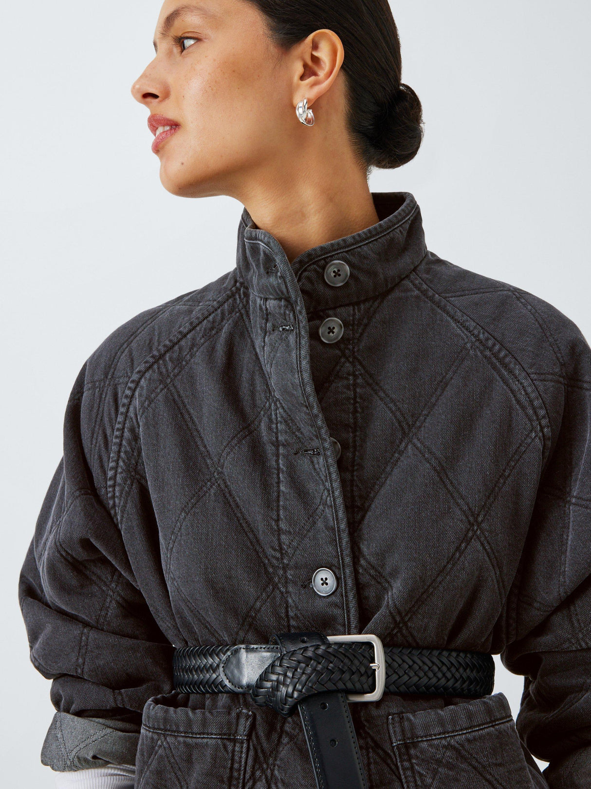 AND/OR Harley Women's Casual Quilted Regular Denim Jacket - Black UK 10