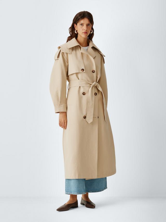 AND/OR Women's Hooded Longline Relaxed Fit Trench Coat - Natural - UK 20