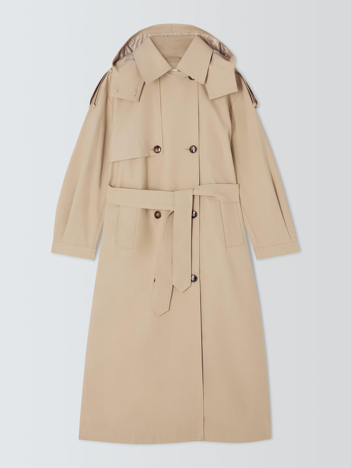 AND/OR Women's Hooded Longline Relaxed Fit Trench Coat - Natural - UK 20