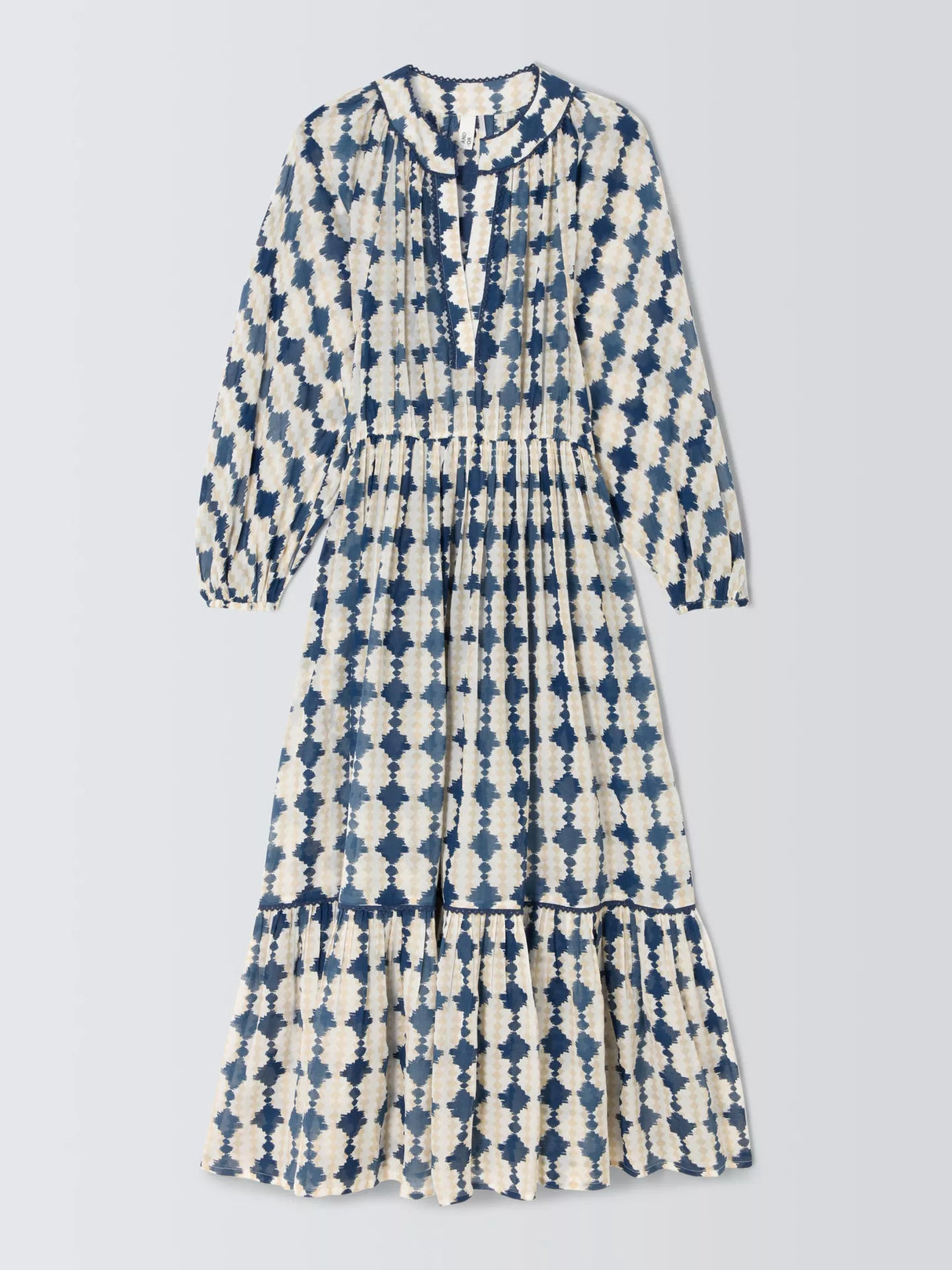 AND/OR Kimmy Geometric Print Long Sleeve V-Neck Dress UK 8 - Multi