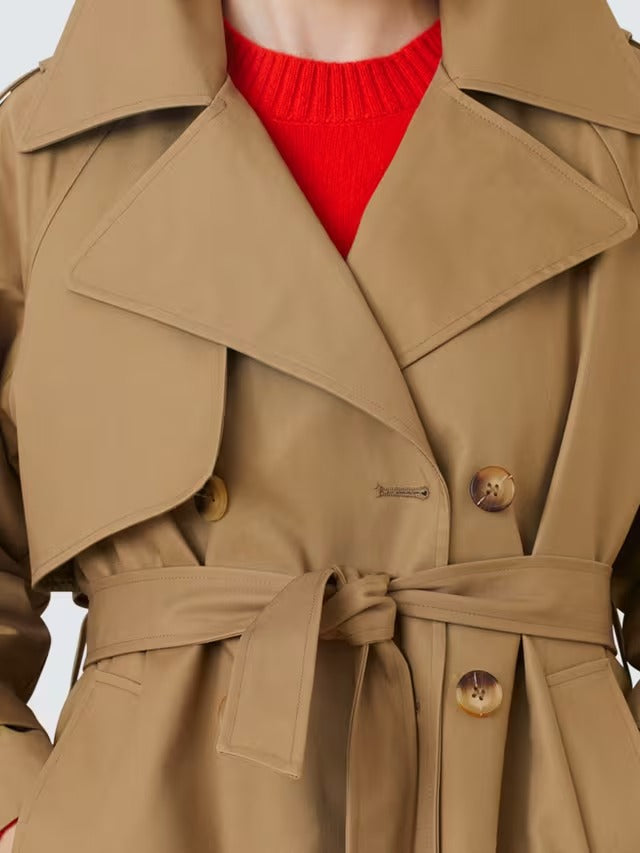 SUNCOO Women's Enzo Double Breasted Classic Long Trench Coat - Brown UK 10