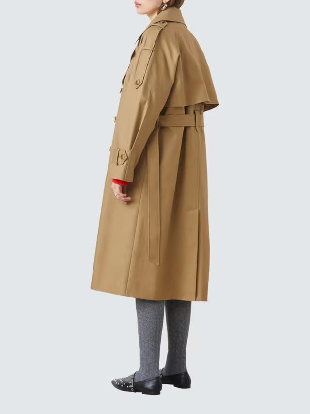 SUNCOO Women's Enzo Double Breasted Classic Long Trench Coat - Brown UK 10