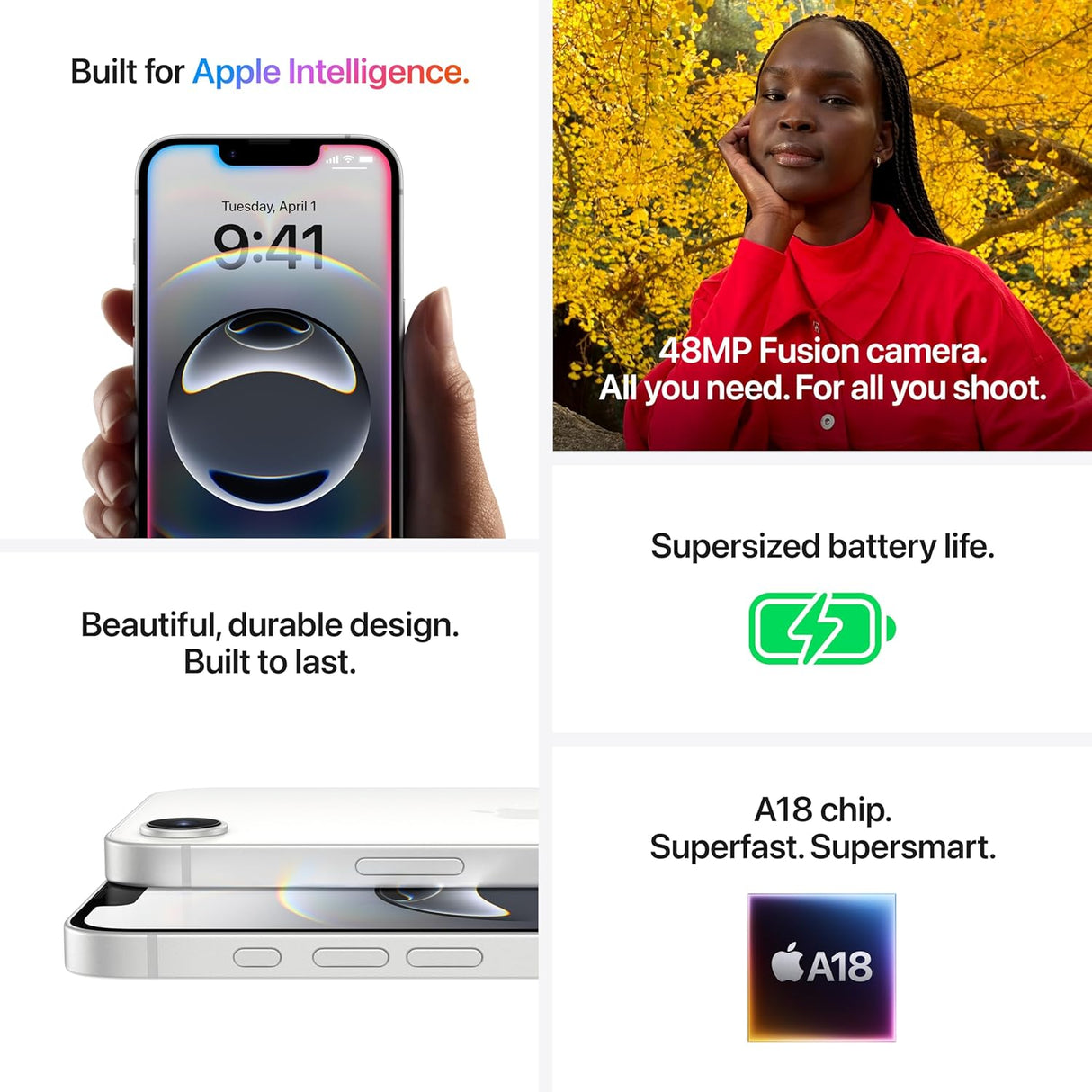 Apple iPhone 16e 5G 6.1'' iOS Smartphone 128GB Unlocked SIM-Free - Black