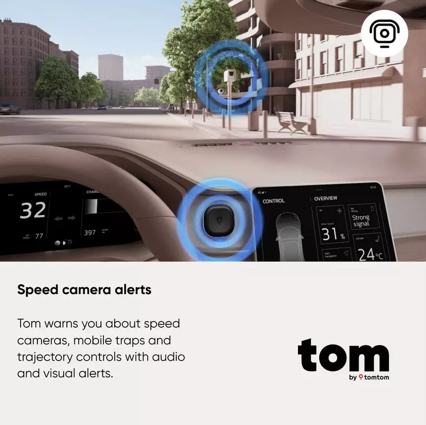 Tom by TomTom Speed Limit Road Hazards Traffic Alert Assistant - Black
