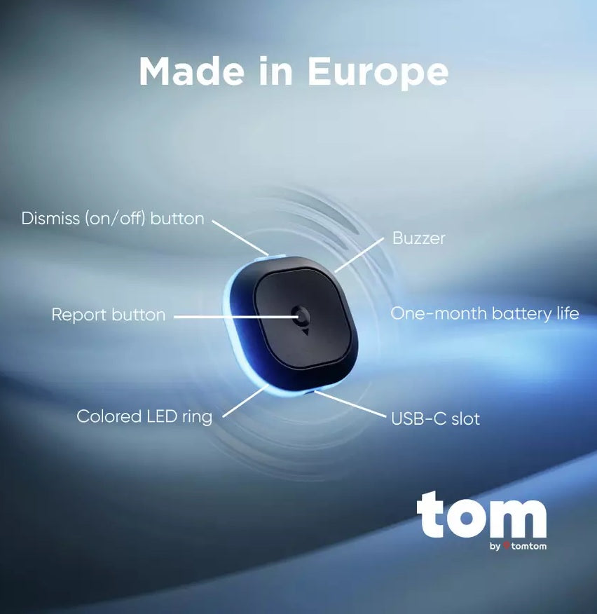 Tom by TomTom Speed Limit Road Hazards Traffic Alert Assistant - Black