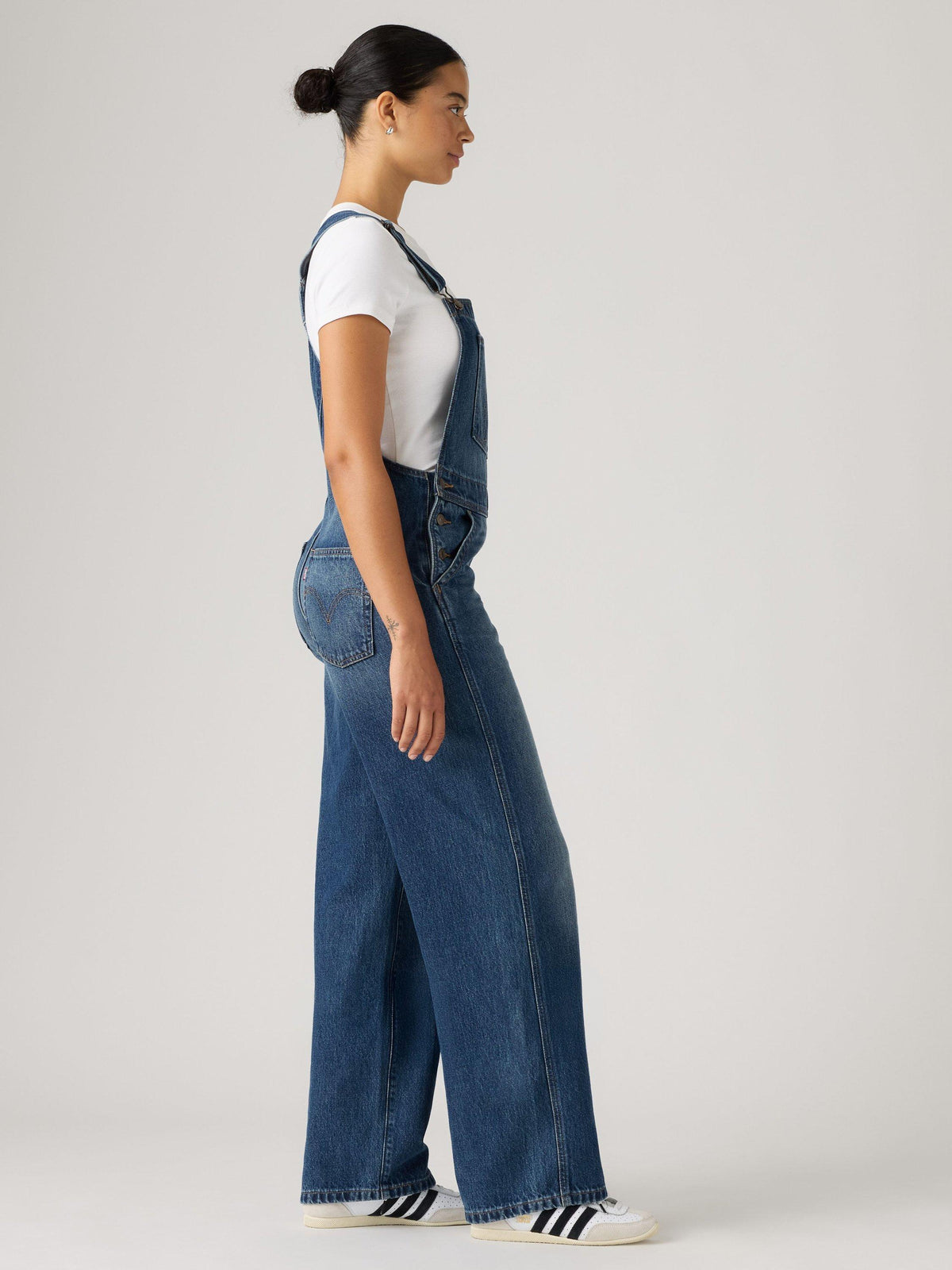 Levi's Baggy Fit Straight Leg Denim Dungaree Overalls Jumpsuit Size M - Blue