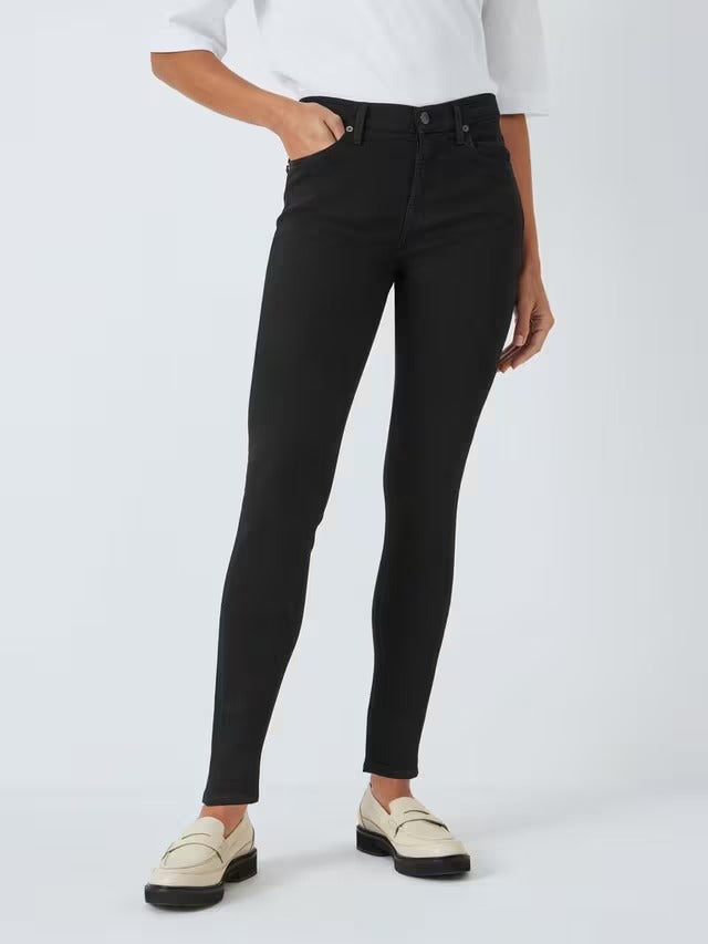 7 For All Mankind Mid Rise Skinny Bair Jeans - Rinsed Black - Size 24/UK 6