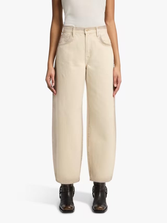 7 For All Mankind Bonnie Curvilinear Wide-Leg Jeans - Sand Beach - Size 28