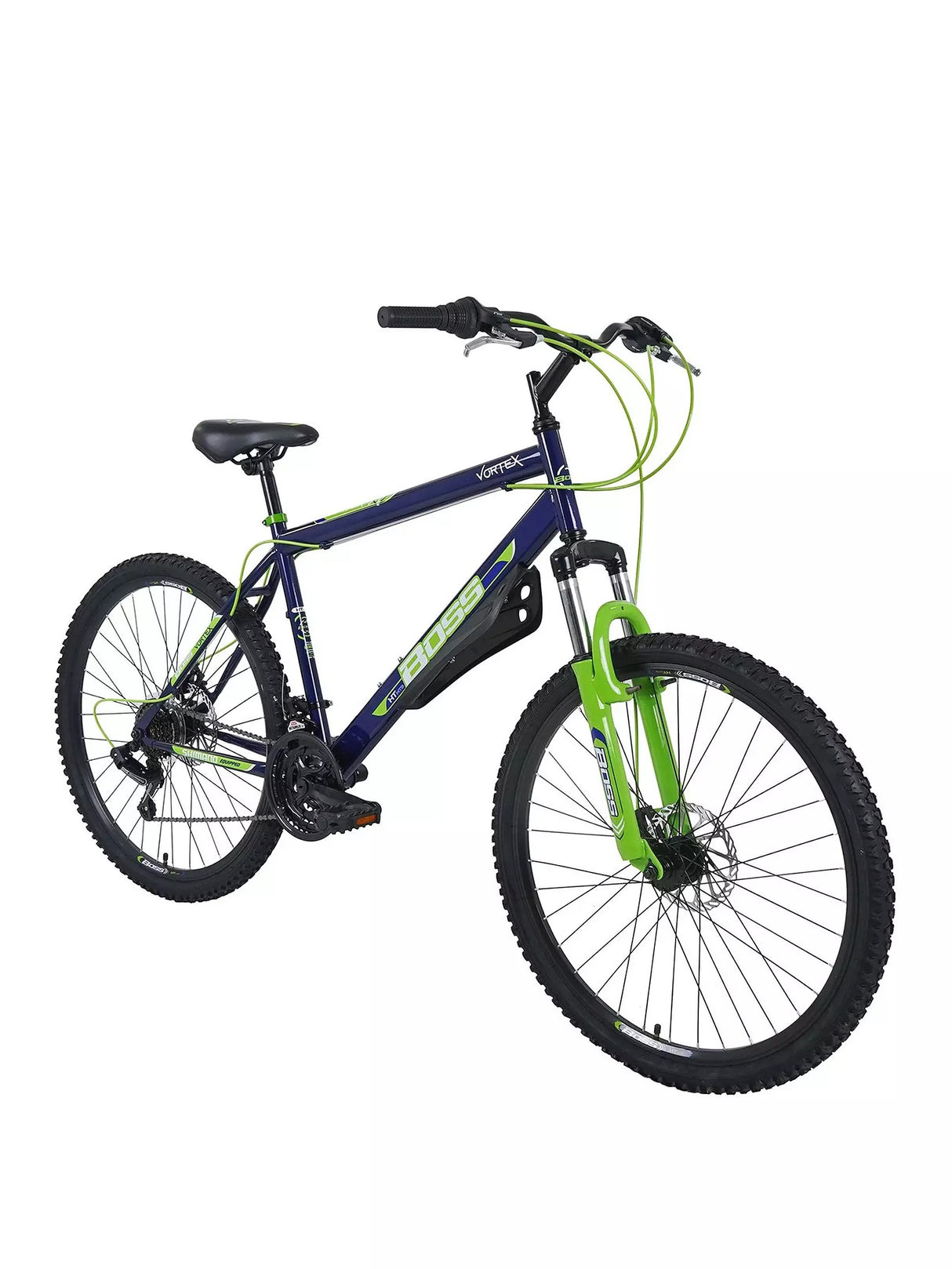 Boss Vortex Mountain Bike 26" Wheels 18 Speed Disc Brakes Mens Blue Medium