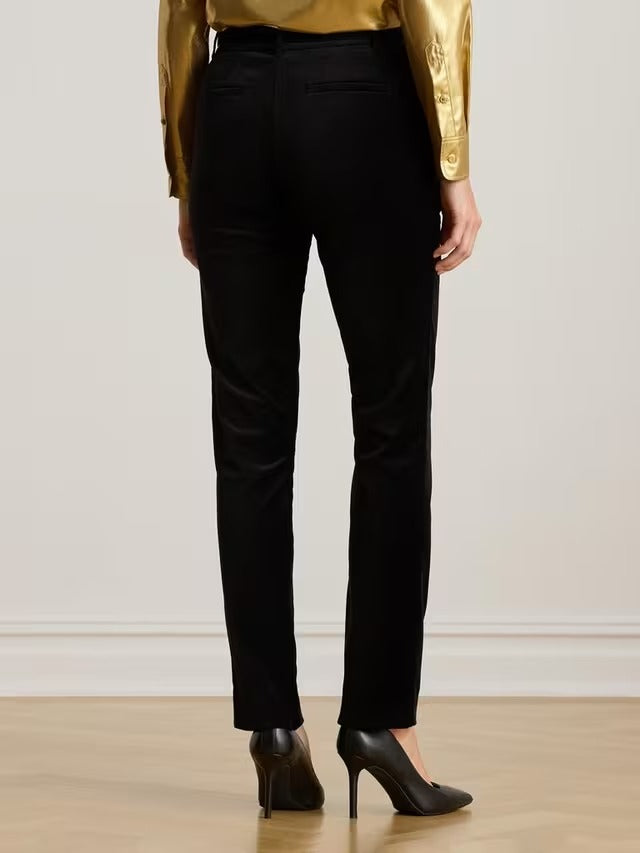 Ralph Lauren Womens Lakythia Stretch Velvet Cropped Trousers - Black - UK 10