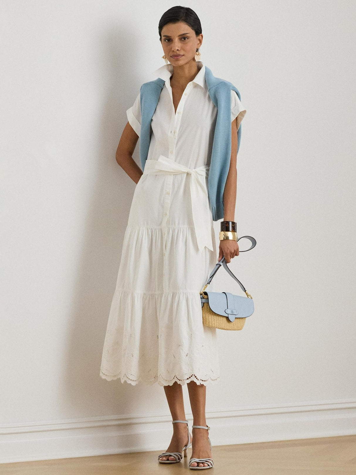 Ralph Lauren Ralila Embroidered Short Sleeve Shirt Dress - White - UK 6