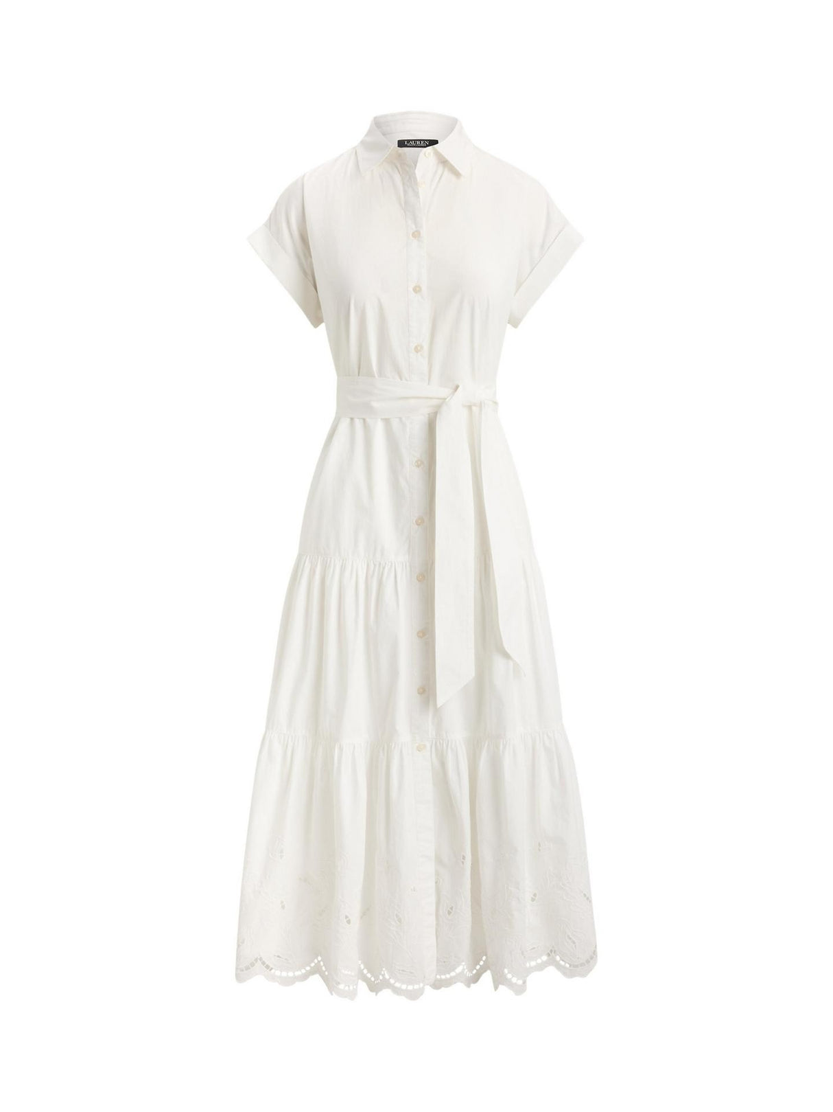 Ralph Lauren Ralila Embroidered Short Sleeve Shirt Dress - White - UK 6