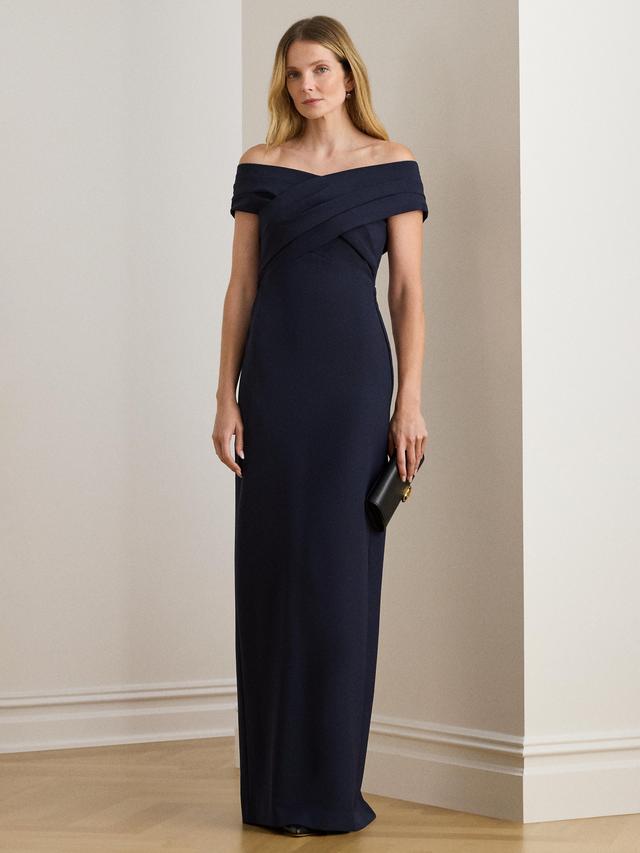 Ralph Lauren Women's Irene Crepe Off Shoulder Dress - Lighthouse Navy Size 8