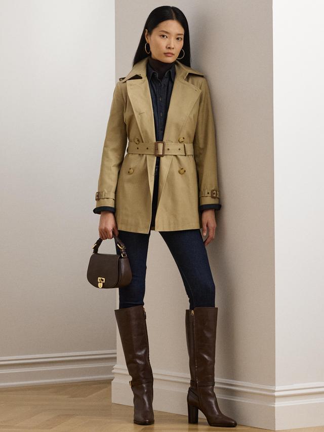 Ralph Lauren Double Breasted Regular Lined Plain Trench Coat - Brown Size XS