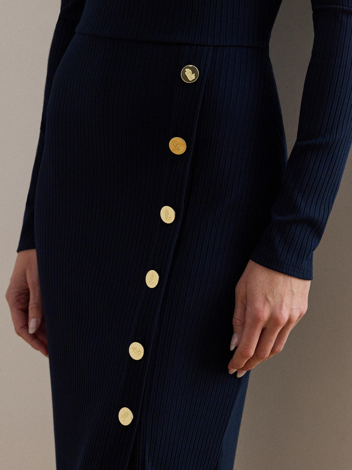 Ralph Lauren Grivalle Trim Plain Scoop Neck Maxi Dress - Lauren Navy - Large