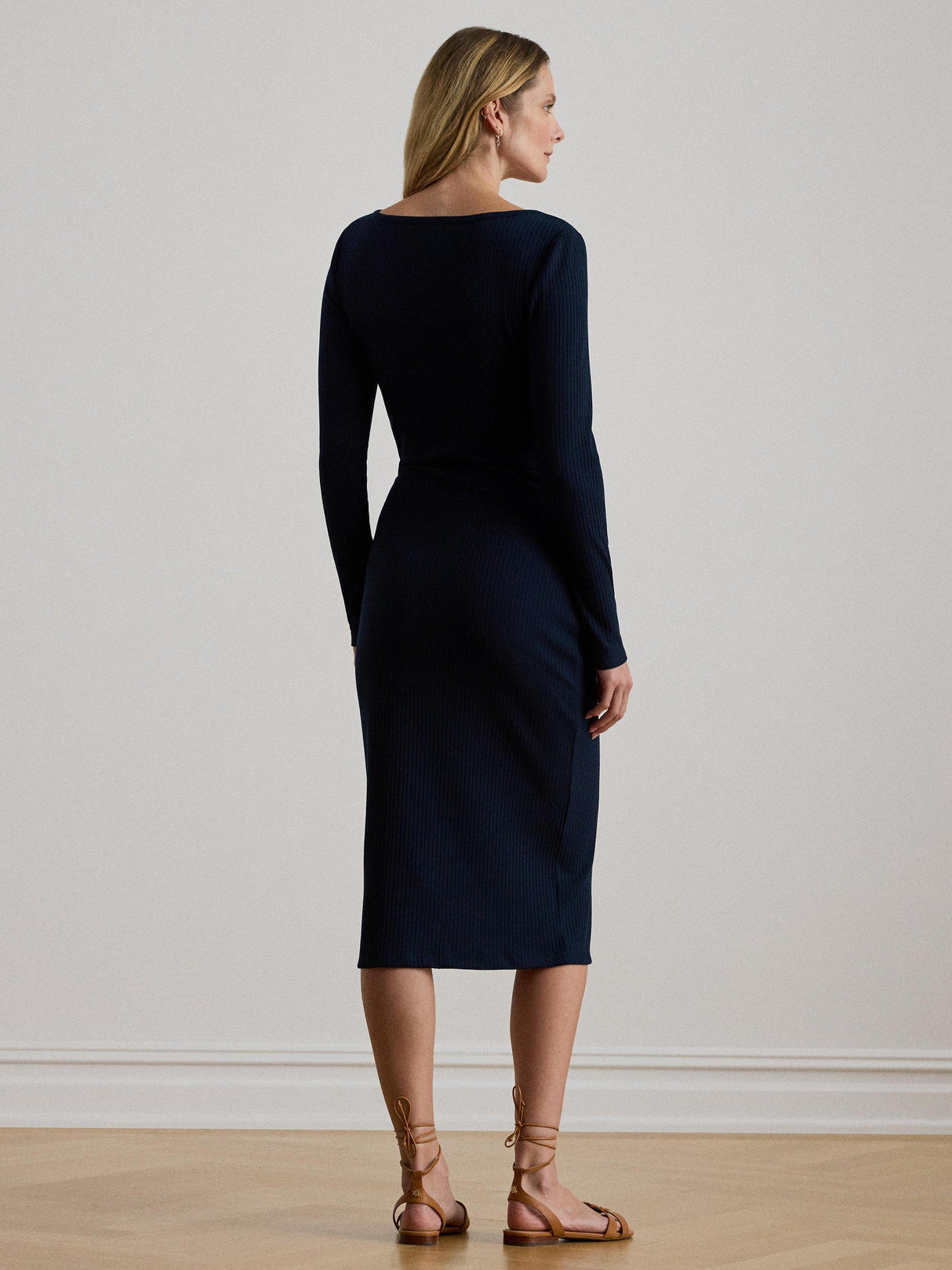 Ralph Lauren Grivalle Trim Plain Scoop Neck Maxi Dress - Lauren Navy - Large