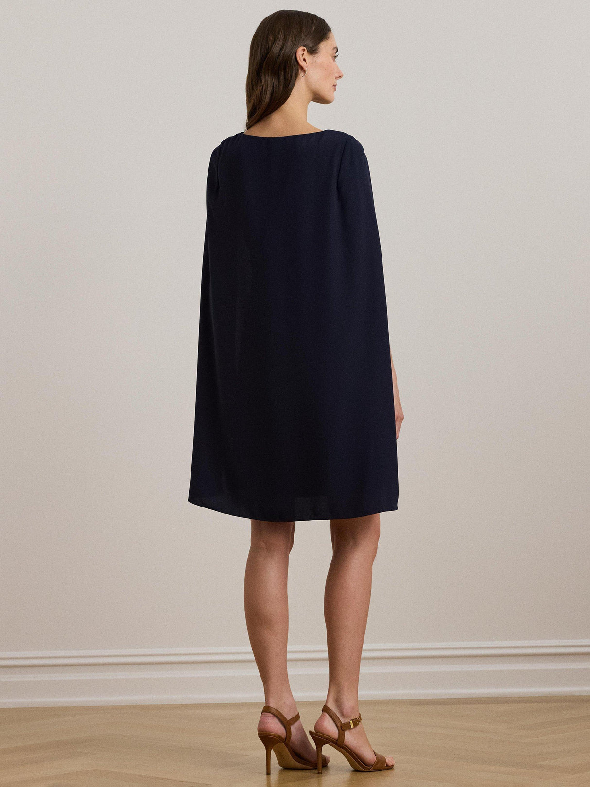Ralph Lauren Petra Cape Georgette Cocktail Mini Dress - Lighthouse Navy UK 6
