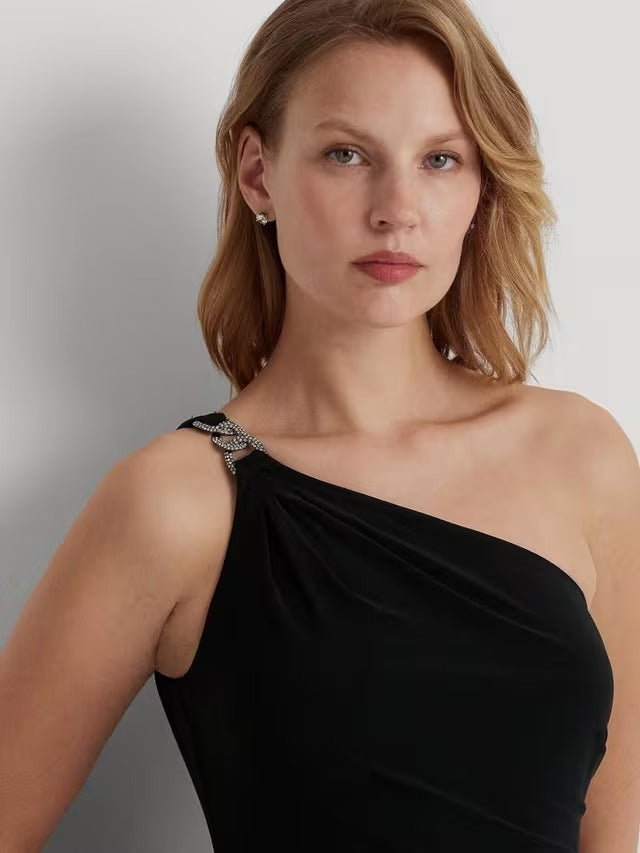 Ralph Lauren Women's Belina Asymmetric Cold Shoulder Maxi Dress - Black - 20