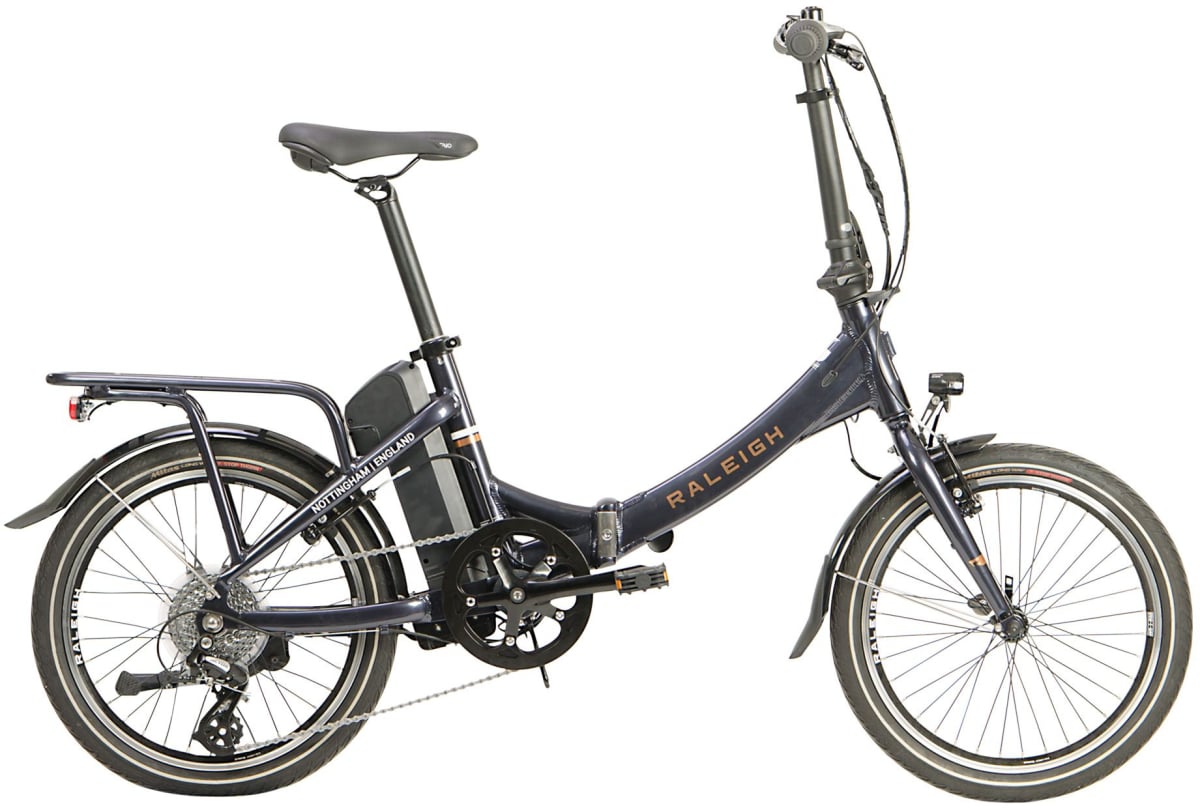 Raleigh Stow-E-Way Folding Compact 7~Speed 20" Wheel Alloy E--Bike Dark Blue