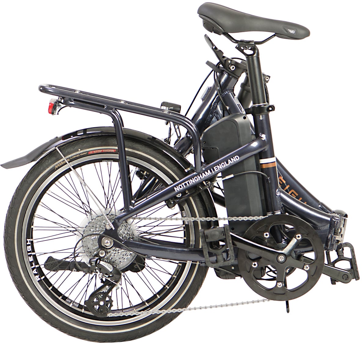 Raleigh Stow-E-Way Folding Compact 7 Speed 20" Wheel Alloy E--Bike - Dark Blue