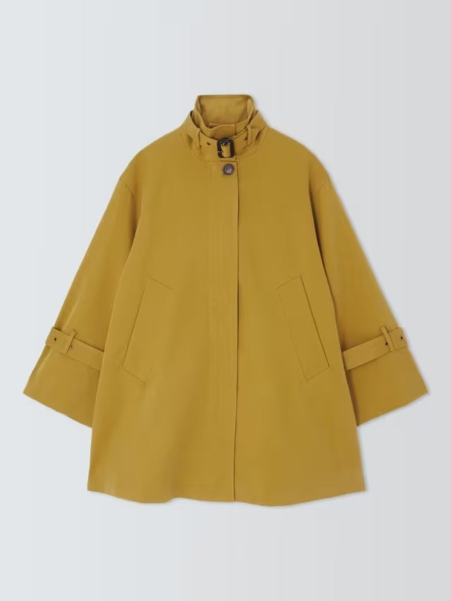 John Lewis Women's Regular Fit A-Line Nylon Mac Coat - Yellow/Lime - Medium
